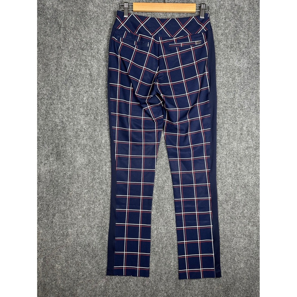 Tail Womens Golf Pants Size 4 Navy Blue Plaid Stretch Pull On Trousers Preppy - Picture 9 of 11